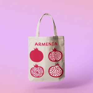 Armenian pomegranate tote bag handmade