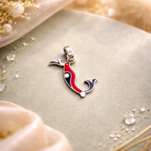 Արծաթյա «Թռչնատառ» կուլոն կարմիր և կապույտ էմալով