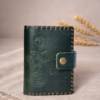 Leather wallet with Armenian symbolic engraving (green)