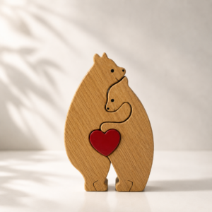 Փայտե դեկորատիվ փազլ՝ արջուկների պատկերով 🐻❤️