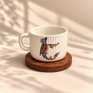 Ceramic cup with Armenian bird lettering☕