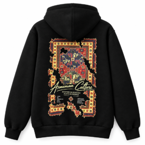 Black hoodie with "ARMENIAN CULTURE" Armenian carpet pattern 🖤